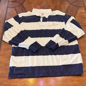 Loud Navy and White Striped Polo Shirt